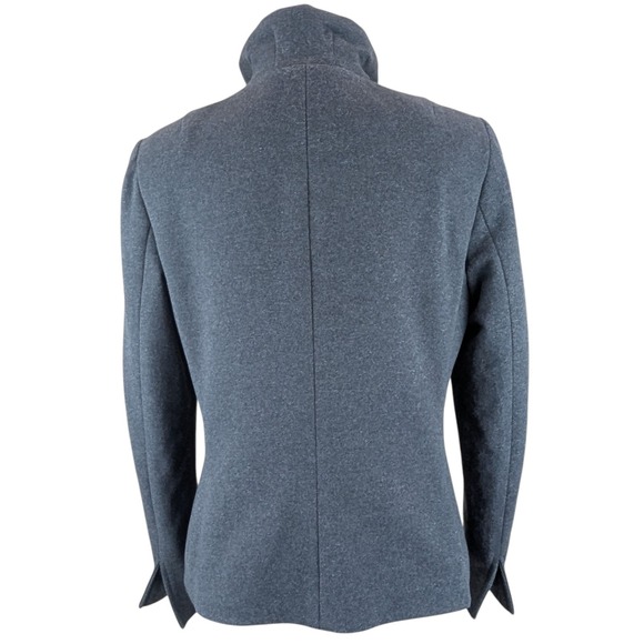 Etcetera‎ Asymmetrical Zip Jacket Sz 4 Gray Cotton Blend Funnel Neck Sporty Moto - Picture 5 of 10